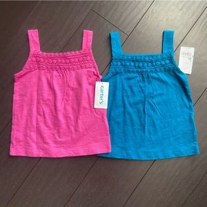 2 NWT Carter’s baby girl magenta & blue crocheted tank tops size 24M